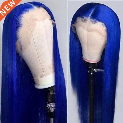 Long Straight Soft Hair Blue Wig For Women Colored Blonde/