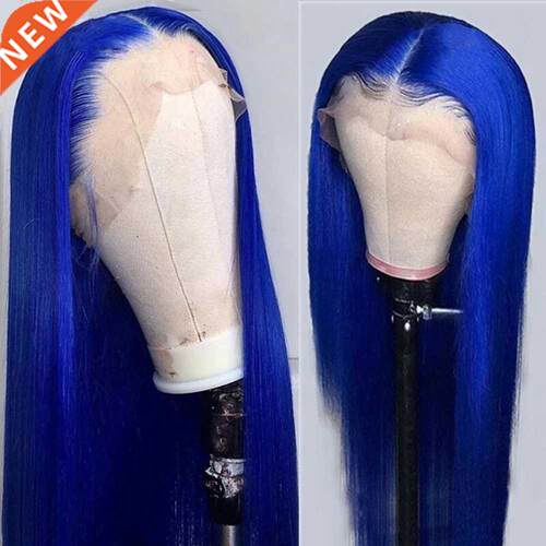 Long Straight Soft Hair Blue Wig For Women Colored Blonde/