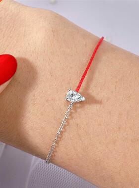 Moonmory 925 Sterling Silver CZ Big Crystal Redline Silver B