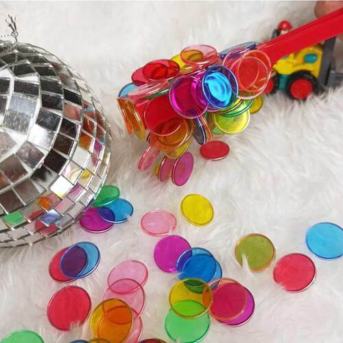 100Pcs 1.9CM Metal Edge Disc Color Transparent Disc Montesso