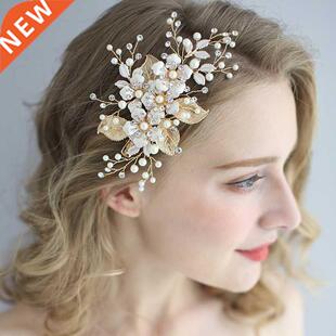 ndy Flower Wedding Hair Accessories Pearl Rhinestone Hairpin