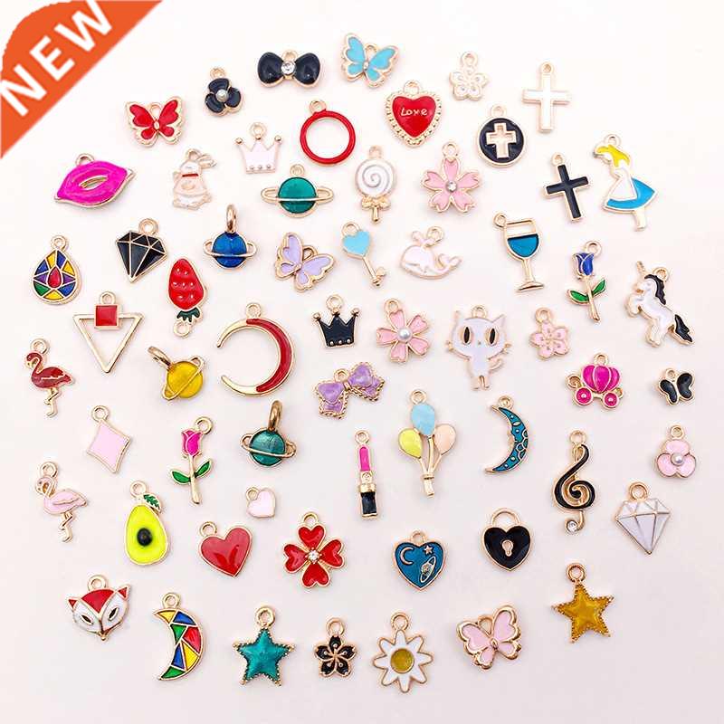 Mix 60pcs/pack ow Plant Animal Enel Charms Gold Color Pe