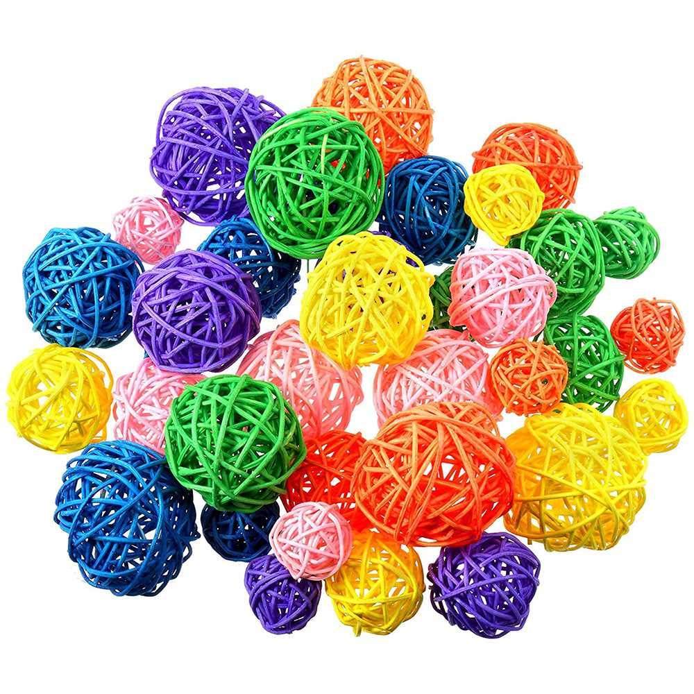 5/10Pcs 3-7cm Artificial Straw Ball Stars Love Hanging Weddi