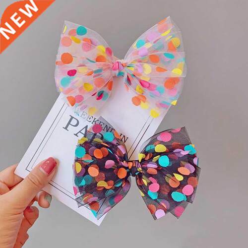 Colorful Dot Mesh Hair Bows for Girls Multi-layer Kids Hair