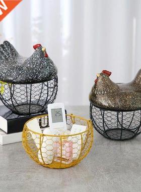 Iron Ceramic Egg Basket Fruit Potato Debris Storage Box