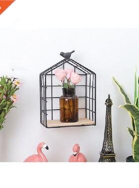 1PC Bird Cage House Iron Craft Wall Shelf Metal Hanging