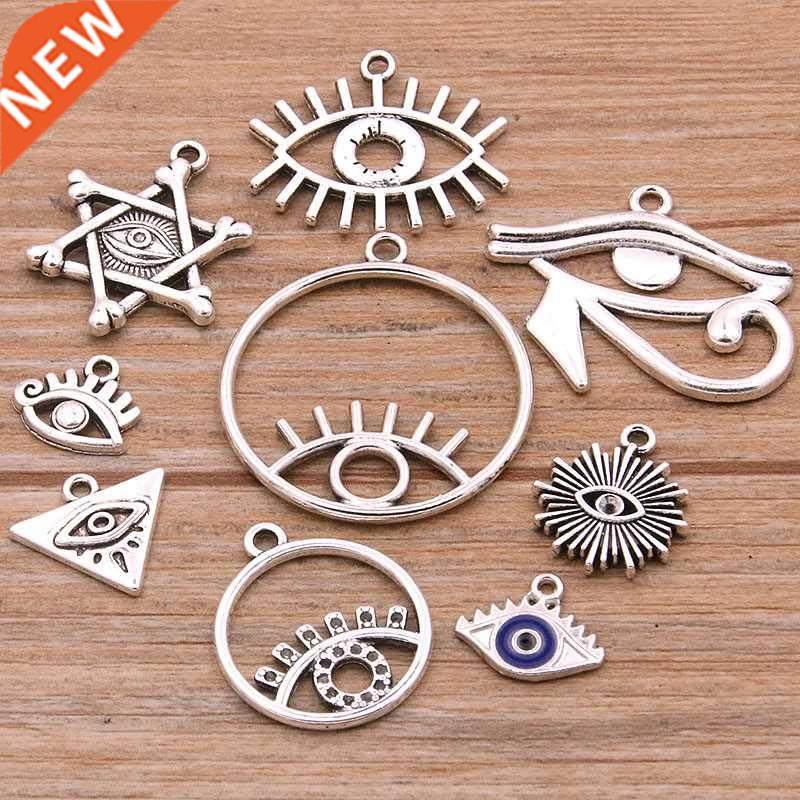 10Pcs 9 Styles Metal Zinc Alloy Mix Sizes Round Triangle Sta