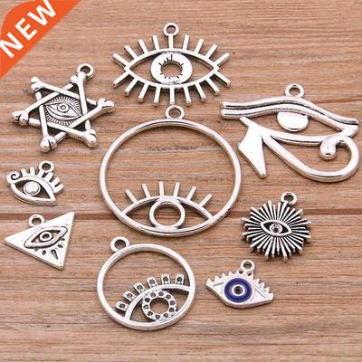 10Pcs 9 Styles Metal Zinc Alloy Mix Sizes Round Triangle Sta