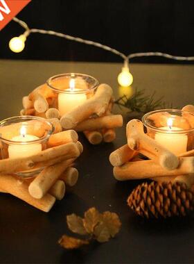 Candle Holders Natural Wooden Candlestick Tealight