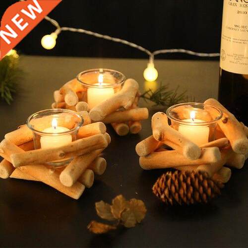 Candle Holders Natural Wooden Candlestick Tealight