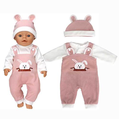Pink Jumpsuit+Hat Doll Clothes Fit 17 inch 43cm Doll Clothes