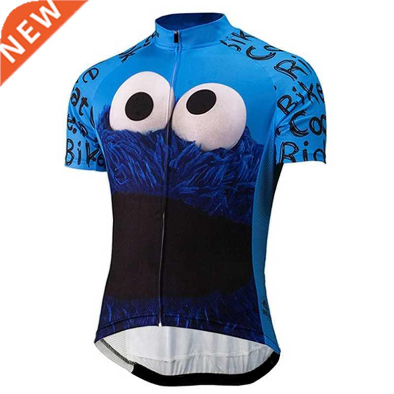 Summer NEW Funny Cartoon Men's Cycling jersey Cookie Blue Bi图片