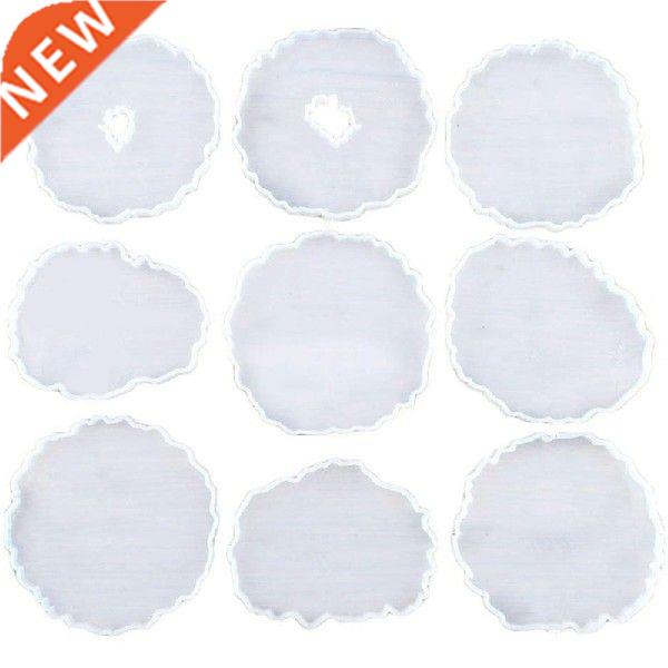 New 9Pcs Irregular Agate Coaster Resin Casting Mold
