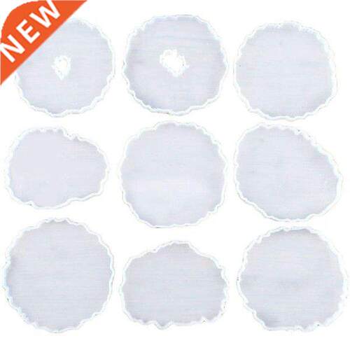 New 9Pcs Irregular Agate Coaster Resin Casting Mold
