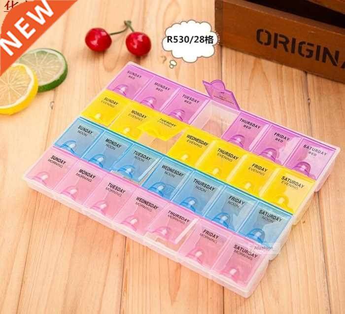 28 cell Pill Box Whole Month Medicine Organizer Week 7 Days