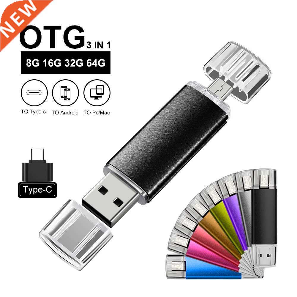 Black 3 IN 1 OTG Pen Drive 128GB 64GB Metal TYPE-C Pendrive