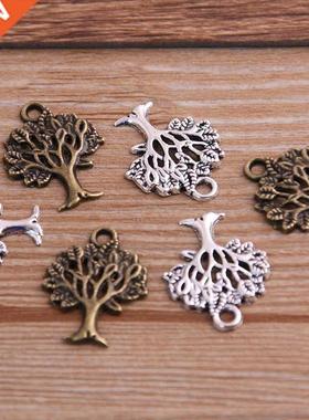 30PCS 16*21mm Plant Charms ree Pendant Two Color DIY Retro J