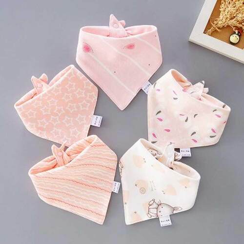 5 pieces/lot Baby Bibs Triangle Double Cotton Bibs Cartoon P