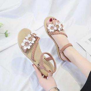 Summer Shoes Woman Sandals Elastic ankle strap Flat Sandalia