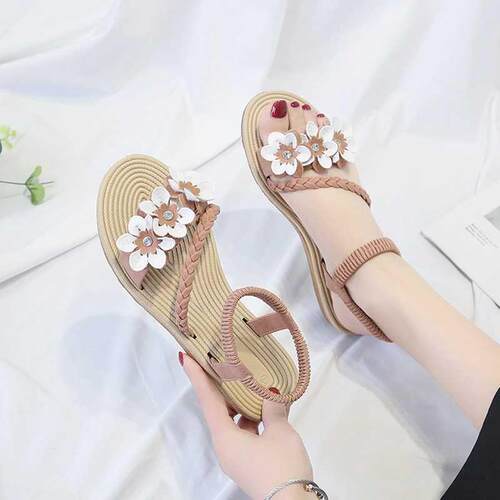 Summer Shoes Woman Sandals Elastic ankle strap Flat Sandalia