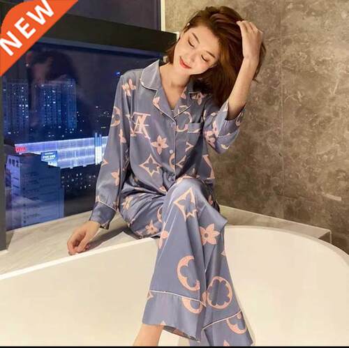 Luxury Women's Pajamas Summer Design Silk Sleepwear Cartoon