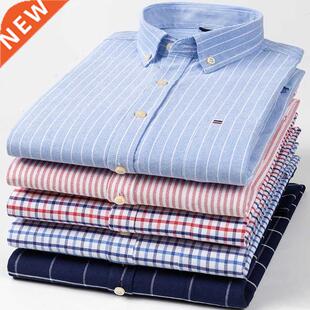 New Plus Size S To 7XL Men Long Sleeve 100% Cotton Oxford So