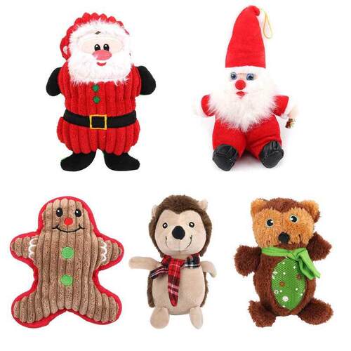 Christmas Dog Toy Santa Claus Toy Chew Squeaky Pet Plush