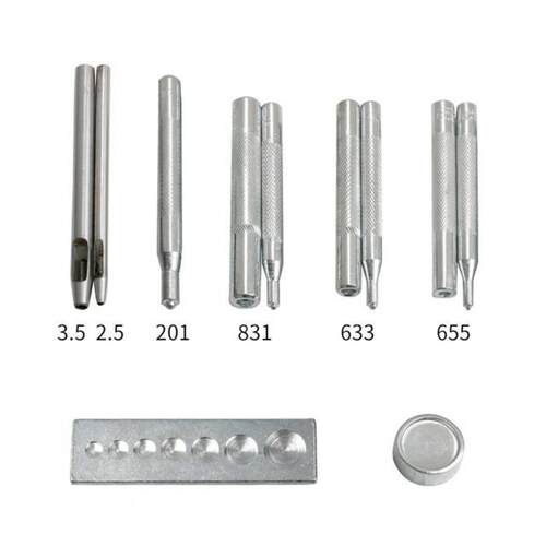 1set 11 Pcs High Quality Iron Four Button Tool 6mm-15mm Rive