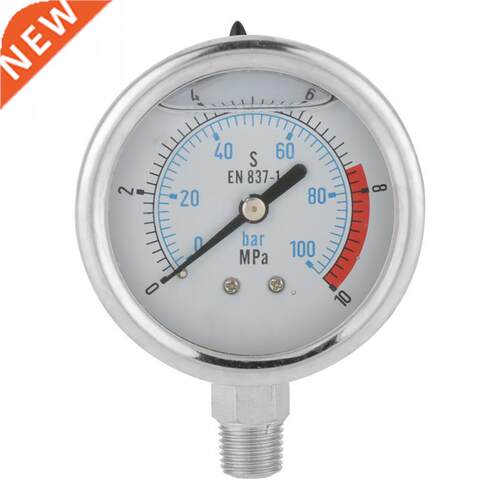 1/4 NPT 60mm Dial Air Hydraulic Water  Gauge 0-100Ba