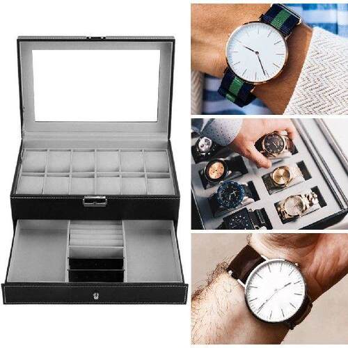Professional 12 Grids Slots Watches Display Storage Box