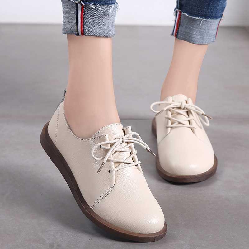 PEIPAH Women Oxfords Spring/Autumn Flat Shoes For Women Genu