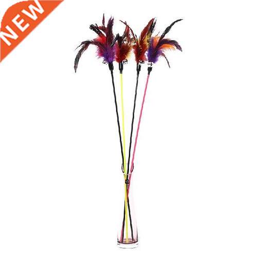 1PC Teaser Feather Toys Kitten Funny Colorful Rod Cat Wand