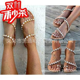 41 42 4大码女平底凉鞋Sexy plus-size flat sandals for women