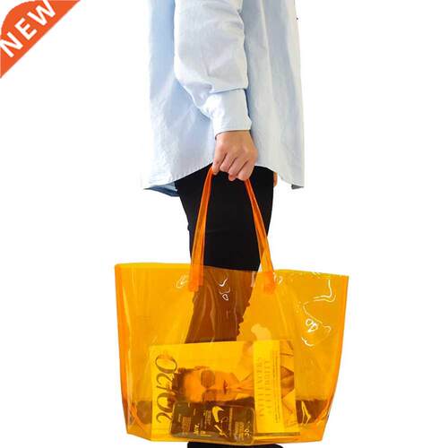 2022 Orange Thickened Transparent PVC Shopping Bag Reusable
