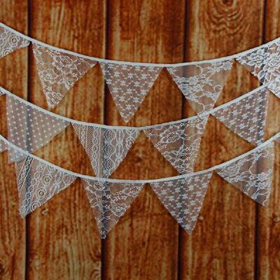 12 Flags Lace Vintage Party Wedding Pennant Bunting Banner