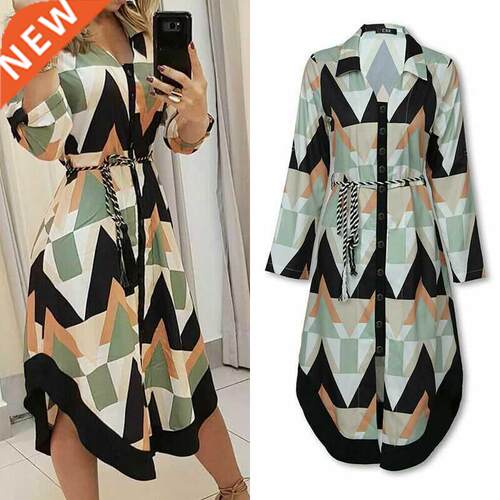 Spring Summer Lady Cover Up Women's Shirt Dress Wave Pri