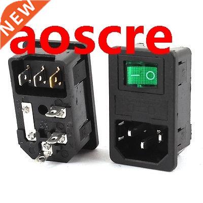 2Pcs IEC 320 C14 Inlet Socket w Fuse w ON/OFF SPST Rocker Sw