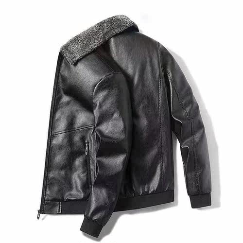 Winter Warm Men's Leather Jackets Thick Leather Casual Jacke