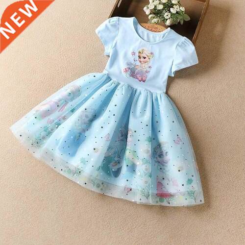 Girls Cartoon Dress 2022 Ser Frozen Fashion Children's El