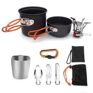 Stainless Steel Camping Trekking Travel Set Pot Cutlery Gas