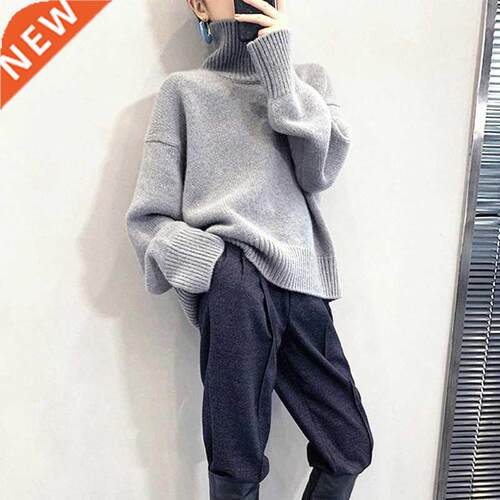 Autumn Winter Women Knitted Turtleneck Cashmere Sweater 2021