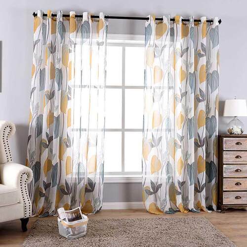 One Panels Pastoral Style Leaves Tulle Curtains For Living R