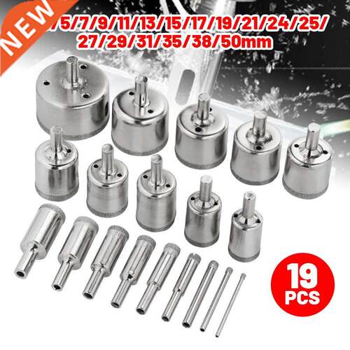 19Pcs 2-50mm Marble Opener Drill Bit Metal Plate Glass Hole