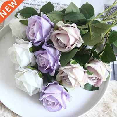 5Pcs Artificial Flowers Silk Rose Long Branch Bouquet for We