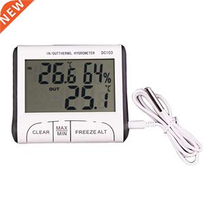 Display Hygrometer DC103 Clock Humidity Meter Probe Mini Us