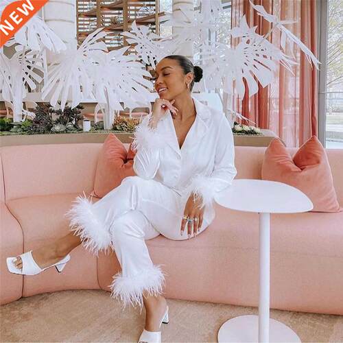 Womens Pajamas For Sleep Ladies Solid Color Suit Lapel Top A