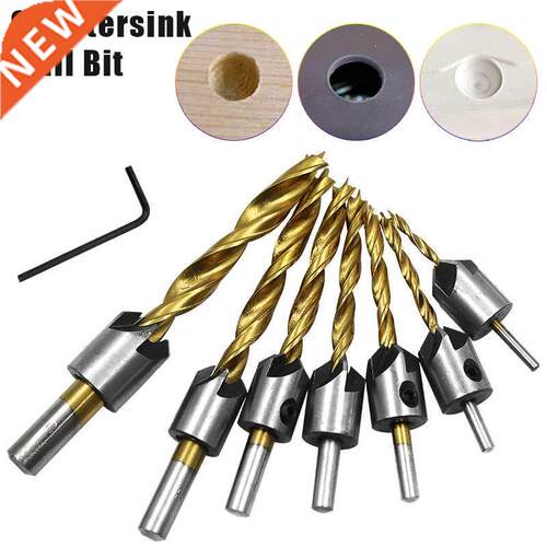 3mm-10mm 7pcs Titanium plated HSS 5 Flute Countersink Drill