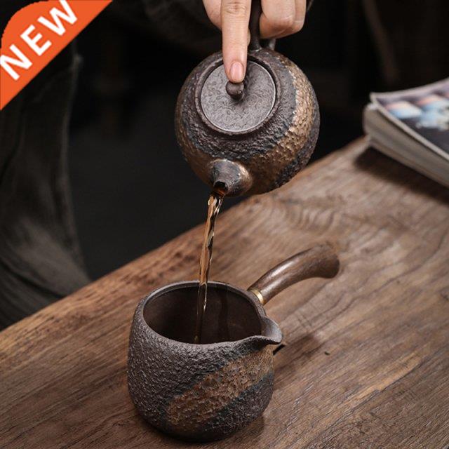 G6DA Handmade Tea Infuser Pot Heat Resistant Wooden Handle C