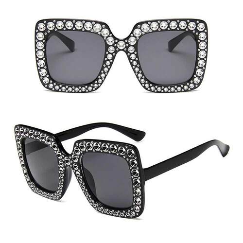 Diamond Oversized Sunglasses Big Square Frame Sunglasses UV4