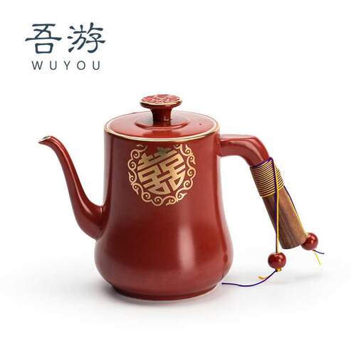 Wedding Red Teapot Festive Wedding Tea Cup Ceramic Pot